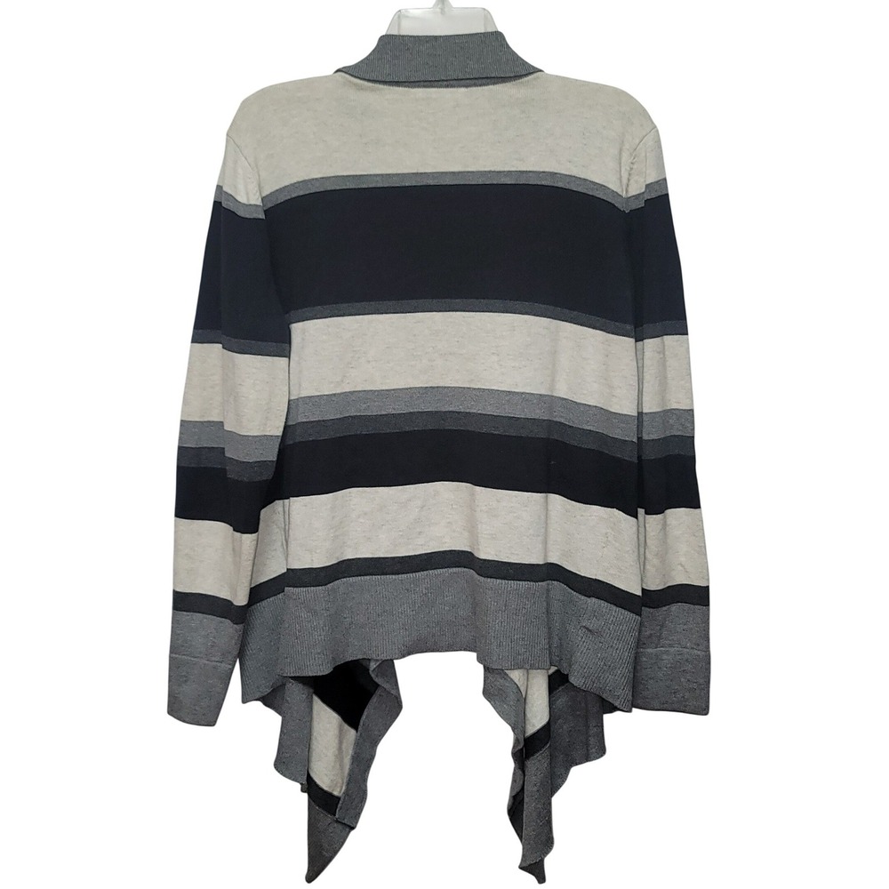 St Johns Bay Striped Open Front Cardigan Sweater XL Waterfall Cozy Minimalist - Picture 2 of 7